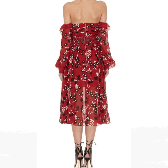 Self-Portrait Off-shoulder Long Sleeve Midi Dress - Picture 15 of 16